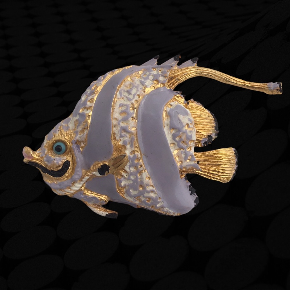 High End Vintage Happy Fish Brooch Pin